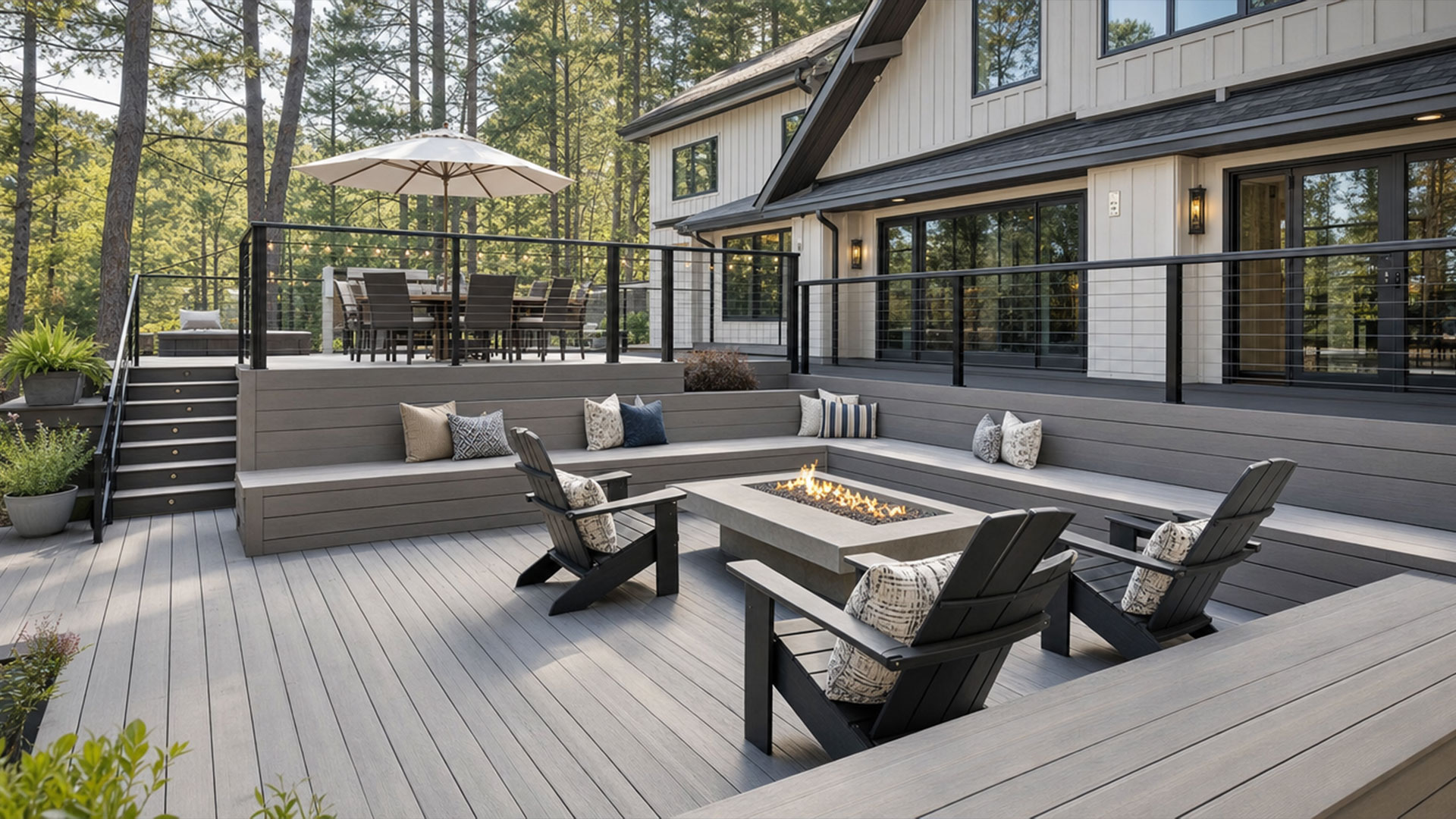 Custom deck designed as an extension of the home's outdoor living areas