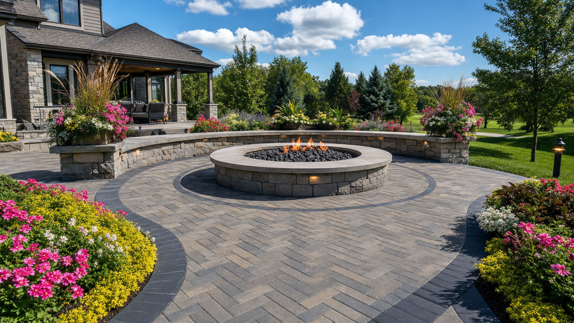 Detailed paver terrace and coordinated hardscape